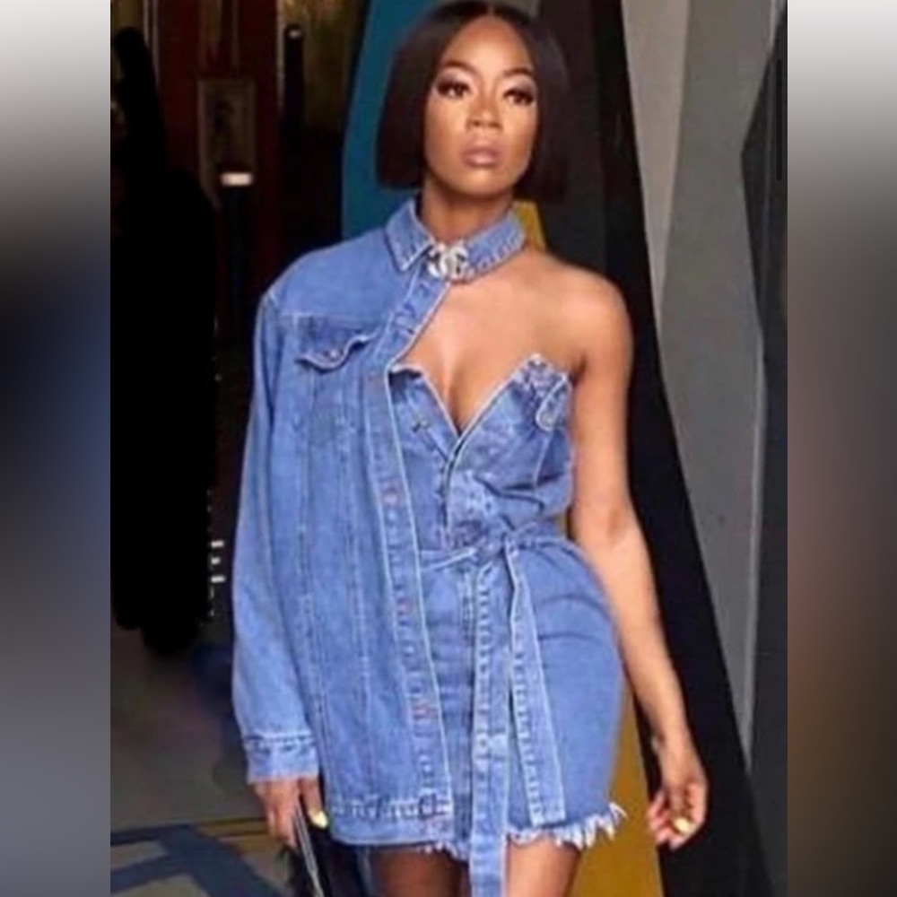 Blue Jean off the shoulder dress